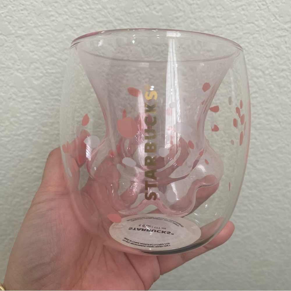 Rare STARBUCKS Glass Paw Pink Cherry Blossom Cup - Picture 7 of 16